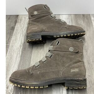 Blowfish Malibu B101 Womens 9 Taupe Faux Suede Ankle Combat Boots Side Zip